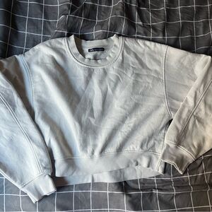 White Cropped Sweatshirt Zara
